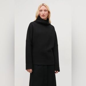 COS Funnel-Neck Scuba Sweatshirt Black Oversized Size XS
